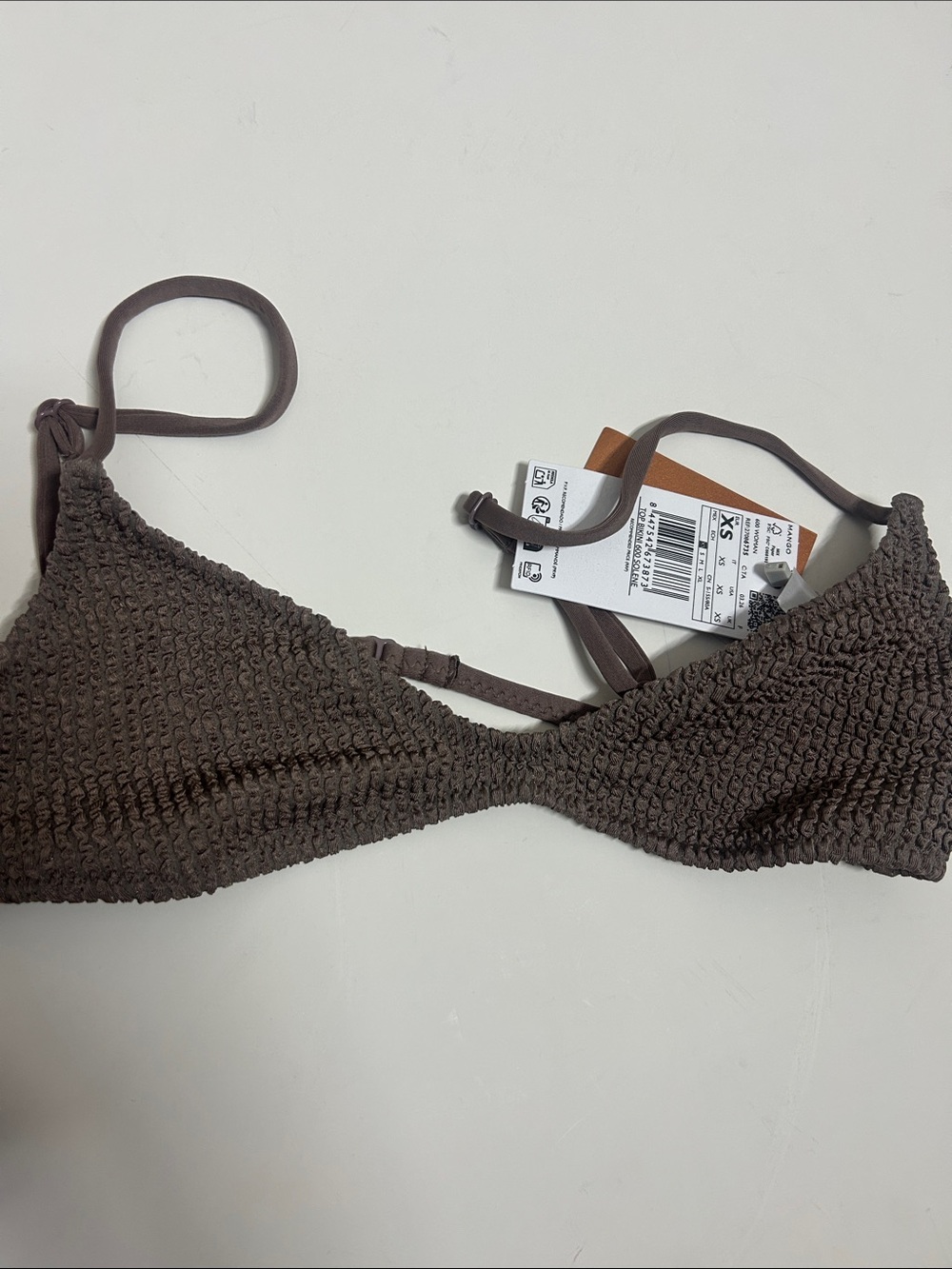 NWT (size XS) MANGO TEXTURED TRIANGLE BIKINI TOP - Picture 5 of 5